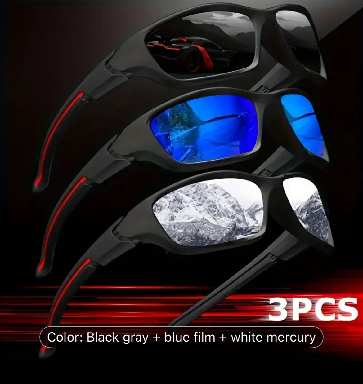 Polarized Glasses Set of 3 Premium Quality Sunglasses