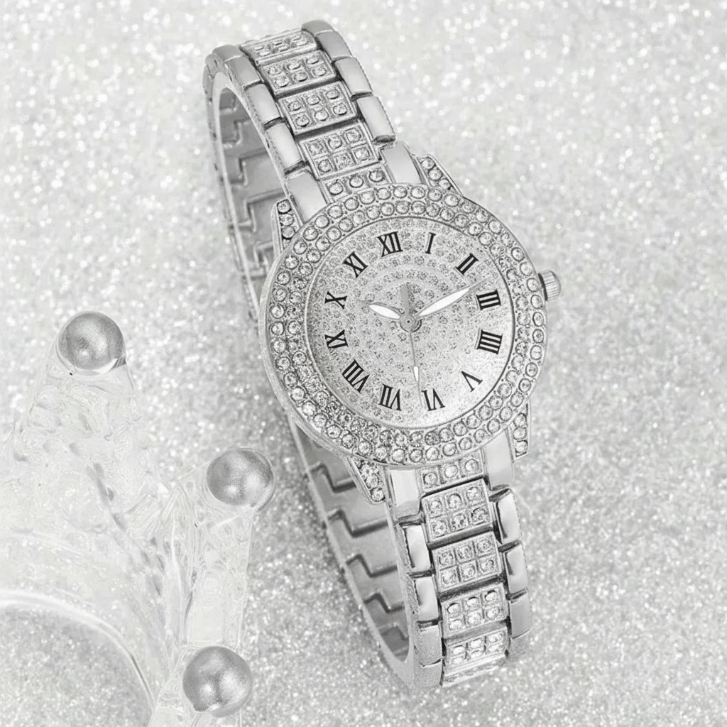 6 Piece Silvery Quartz Set Zinc Alloy Jewelry Collection - Shoppy