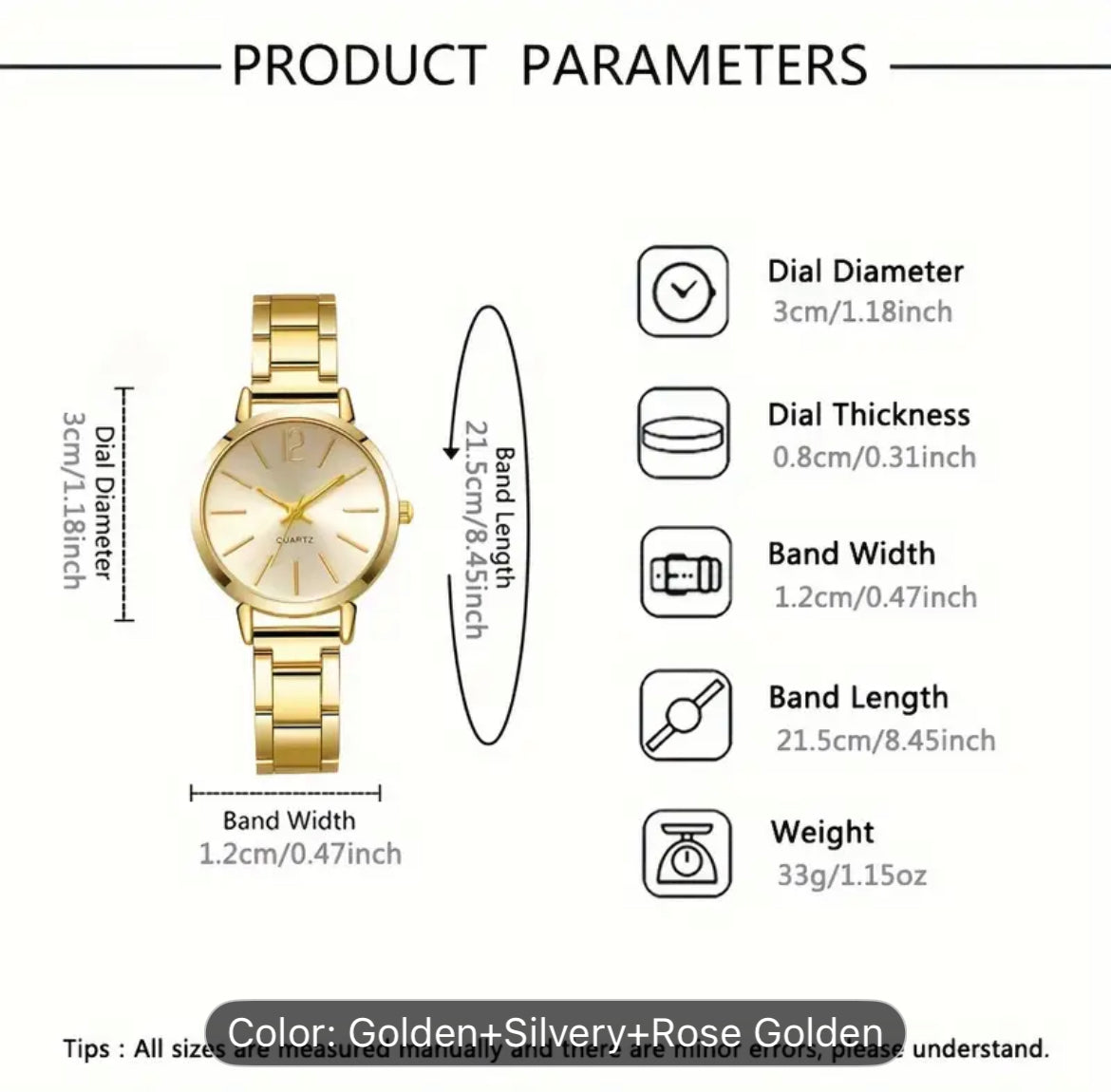 Six Piece Watches And Rhinestone Bracelets Stainless Steel