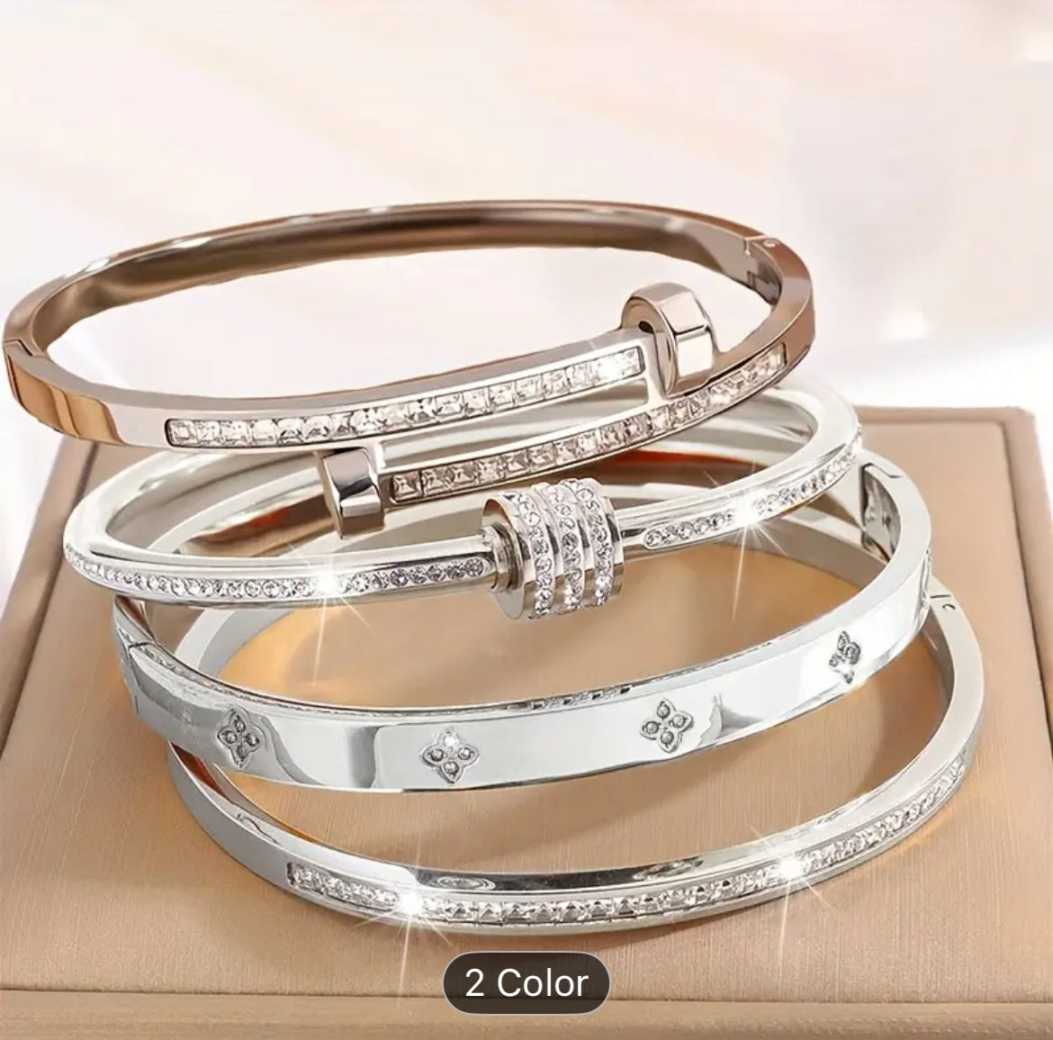 Premium Stainless Steel Bracelets Set 4 Pieces Jewelry Gift