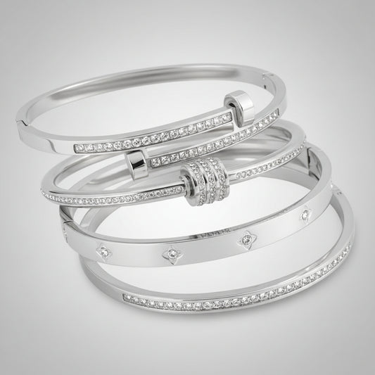 Premium Stainless Steel Bracelets Set 4 Pieces Jewelry Gift - Shoppy