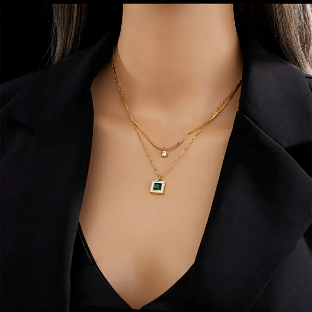 Double Layer Vintage Stainless Steel Necklace Everyday Wear - Shoppy