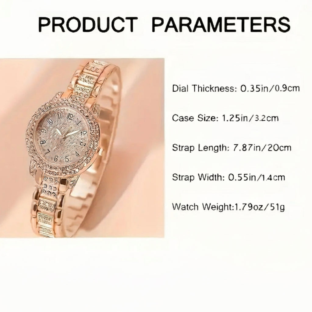 Elegant Two Piece Watch and Bracelet Set Stainless Steel - Shoppy