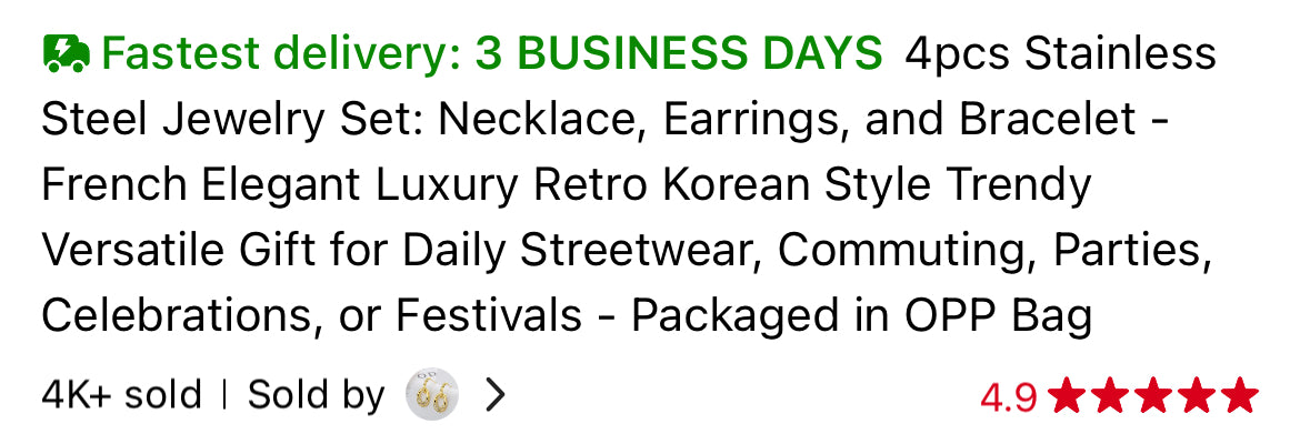 Stainless Steel Women Jewelry Set French Style 4 Pieces