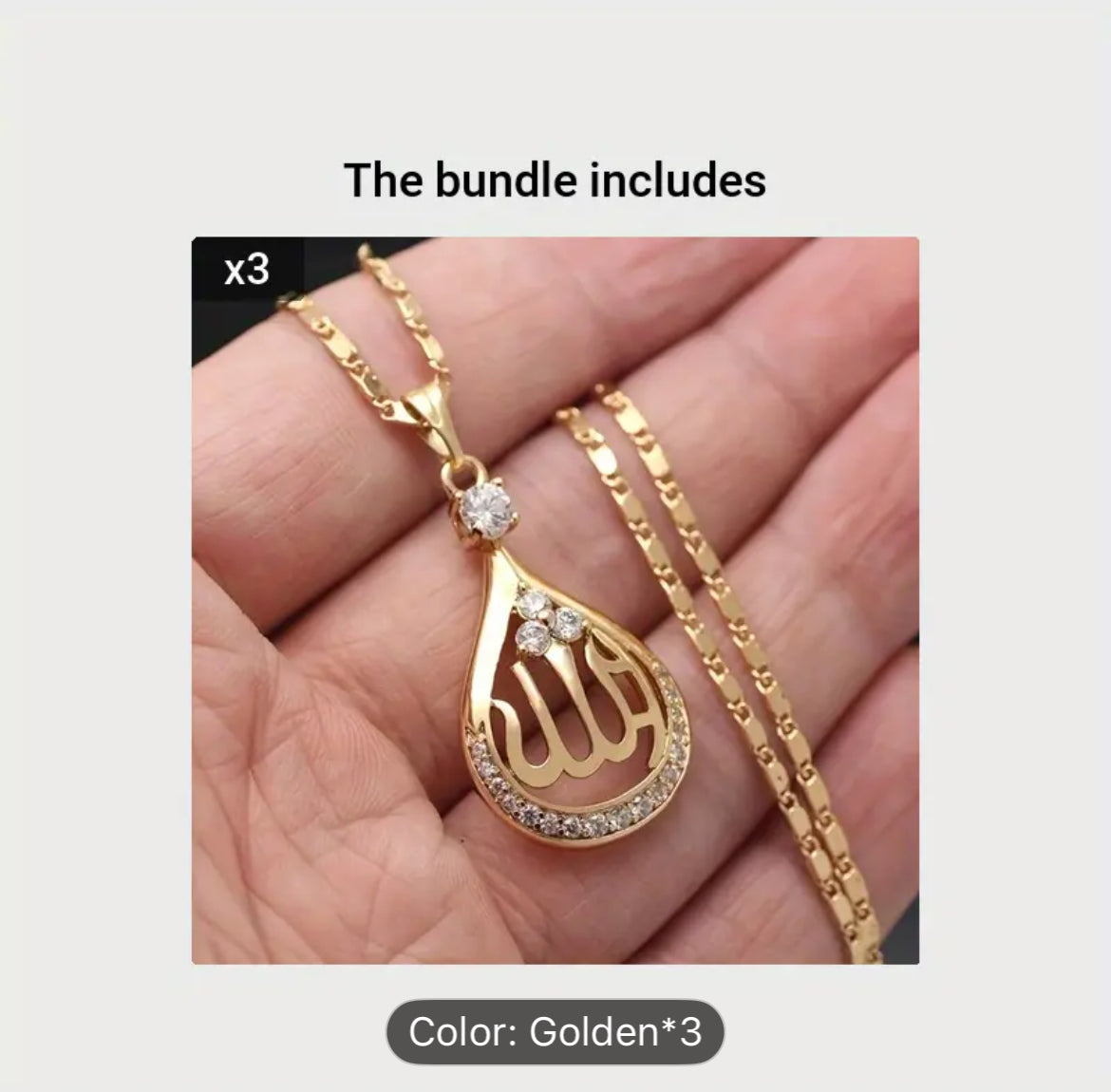 Zinc Alloy Islamic Necklace Lightweight Spiritual Jewelry