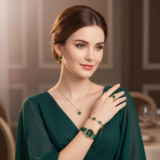 Ladies 6 Piece Fashionable Quartz Watch Set Two Colors - Shoppy