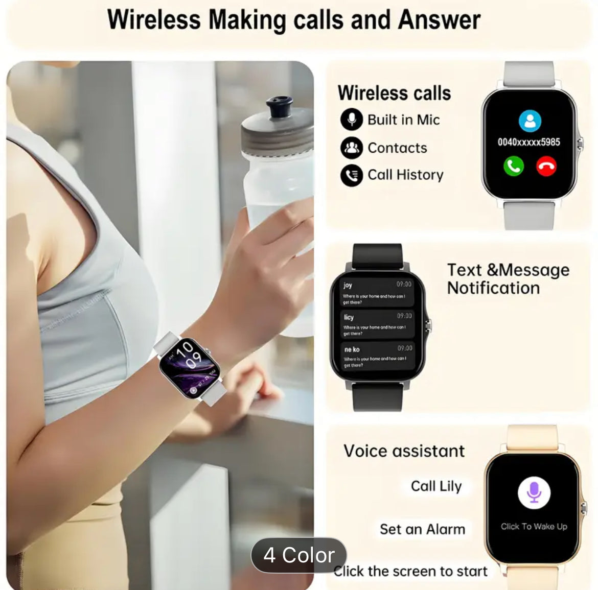 One Point Eight Three Inch Unisex Touch Screen Smart Watch