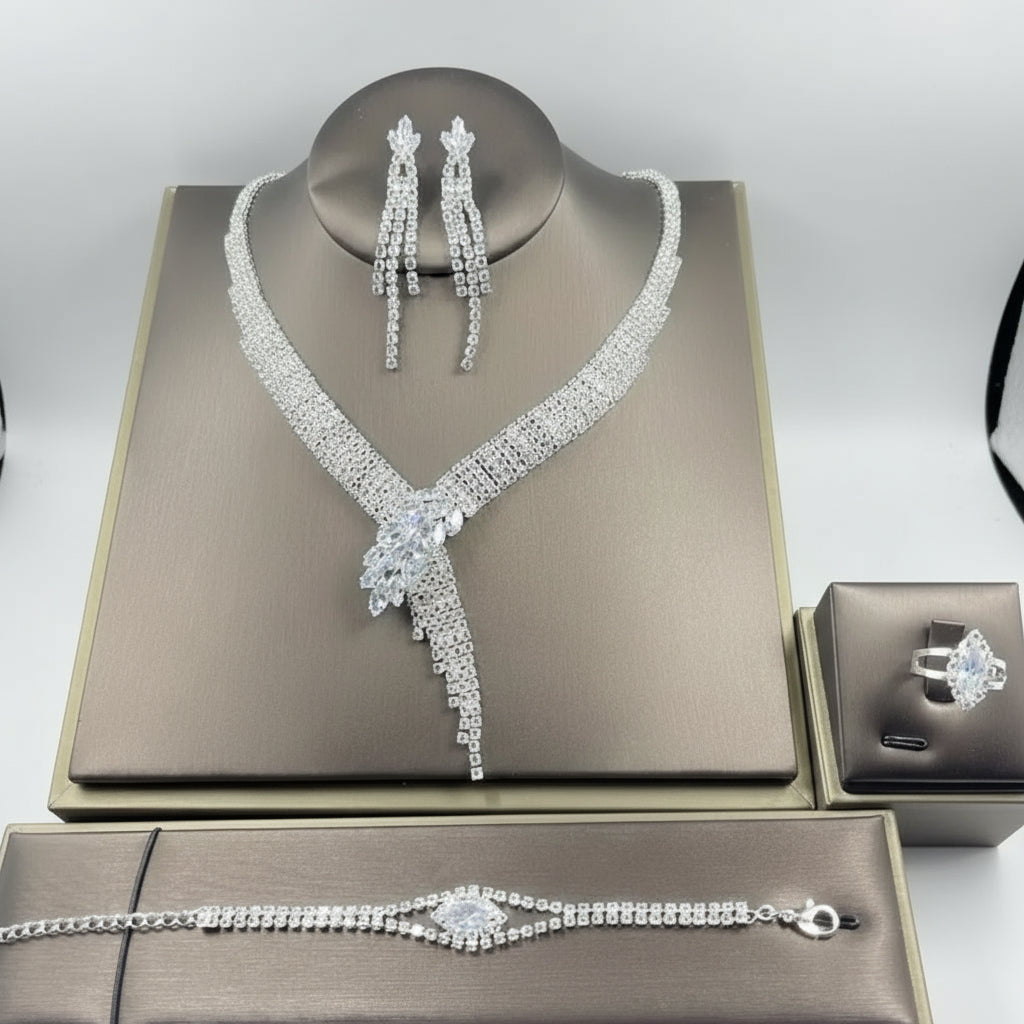 Elegant Women Crystal Set 4 Piece Jewelry Gift Box - Shoppy