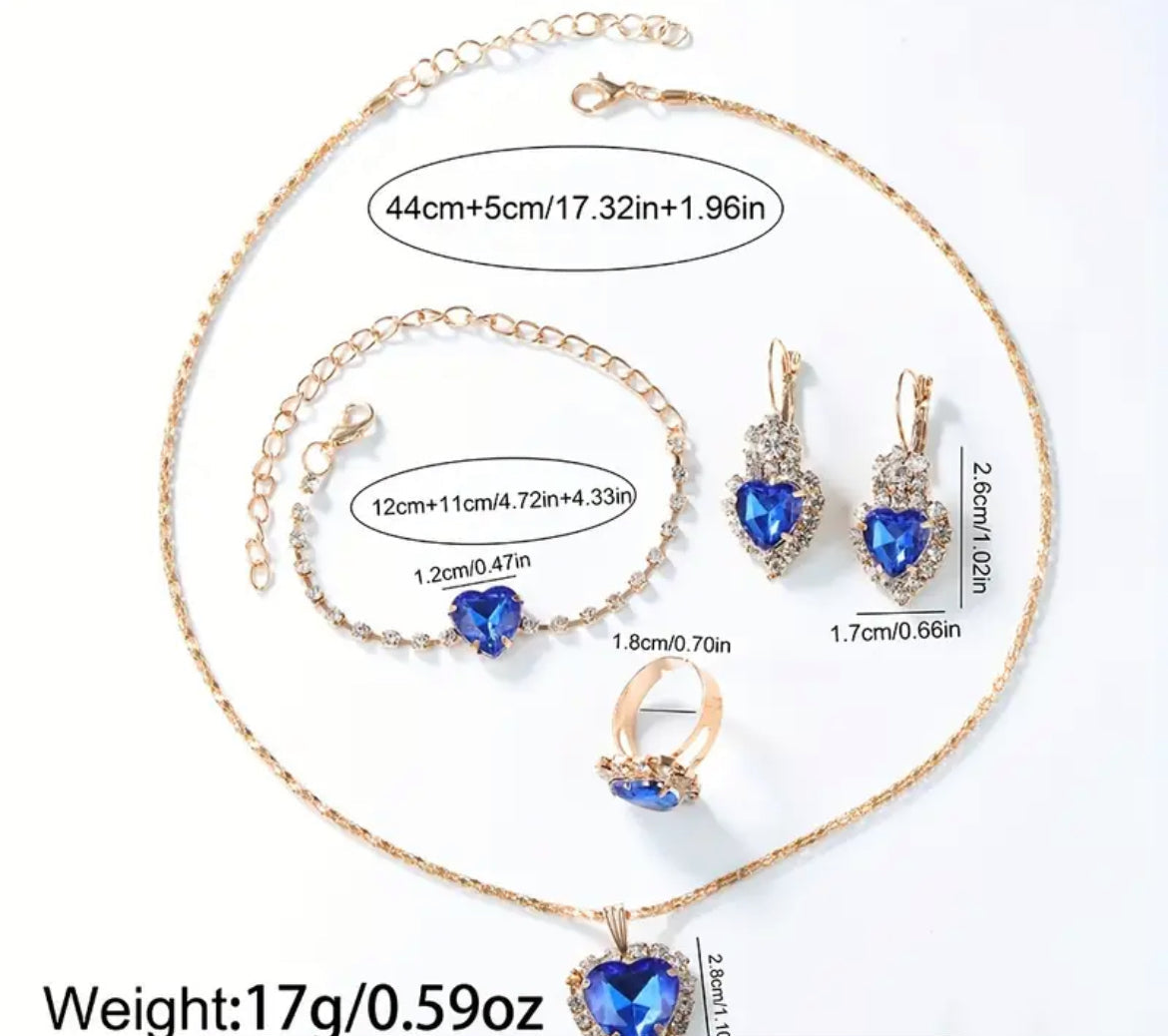 Fashionable Ladies' Quartz Wrist Watch Set with Heart-Shaped Jewelry - 6pcs Alloy Round Case Timepieces, Earrings, Necklace, Ring Set with Electronic Movement And Non-Rechargeable Button Battery - Shoppy