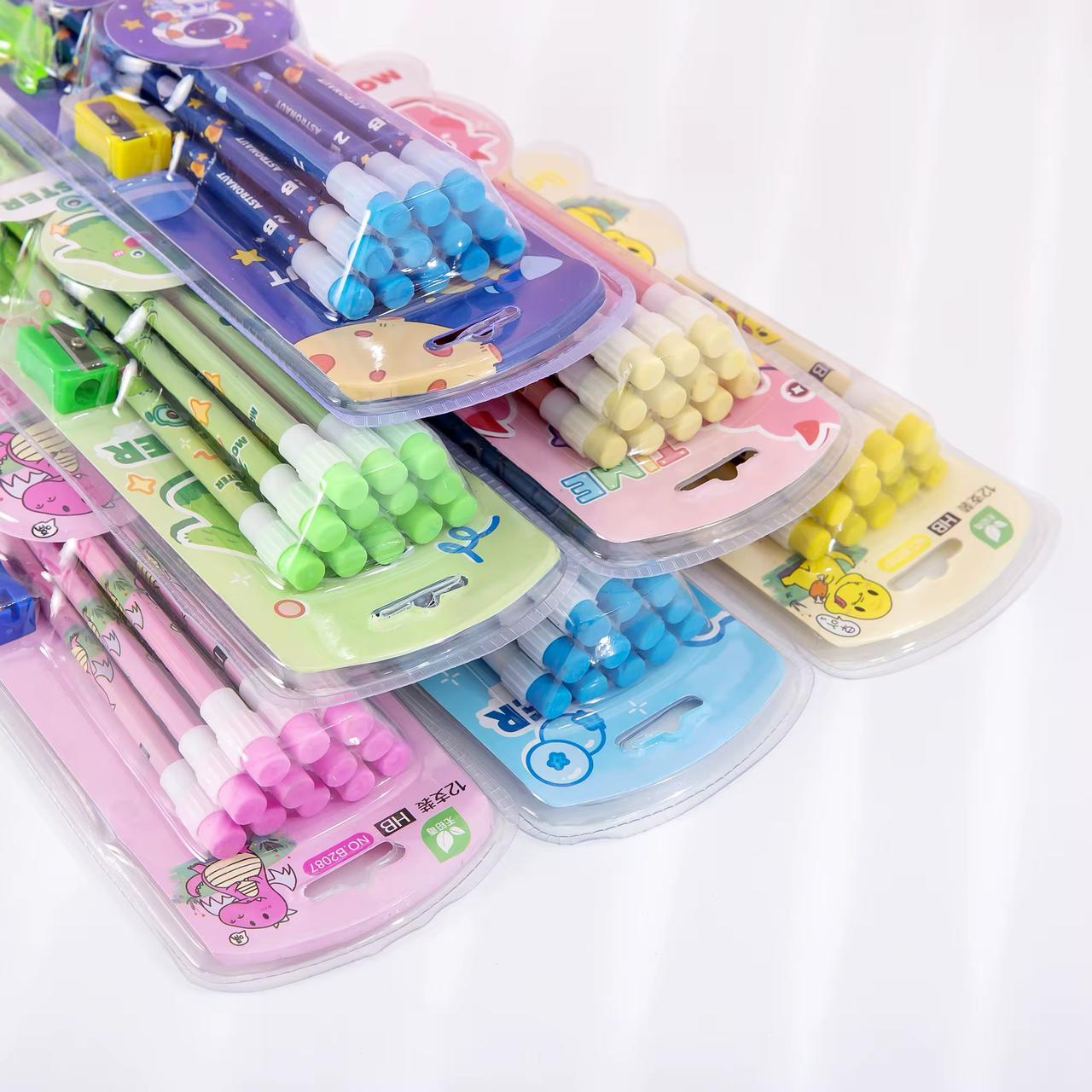 Pencil Sets with Pencil Sharpener - 12pcs