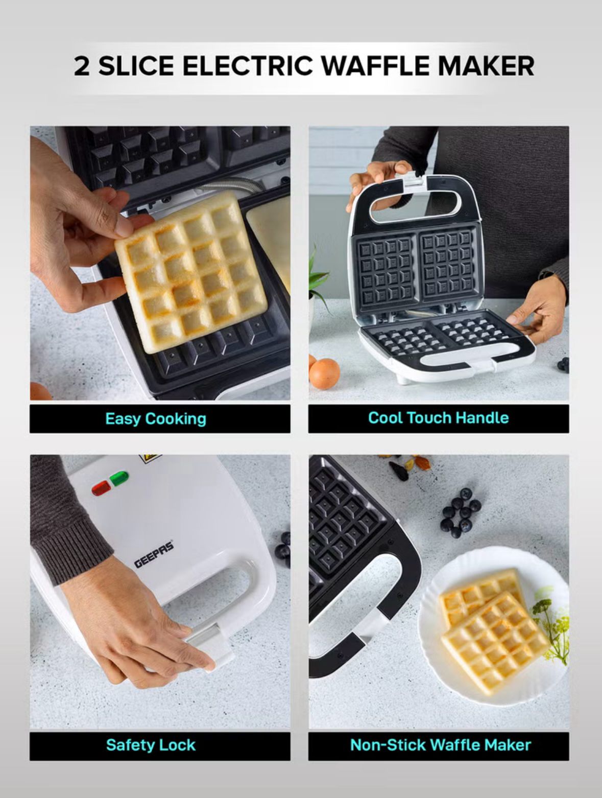 Waffle Maker, 2 Slice Electric Waffle Maker