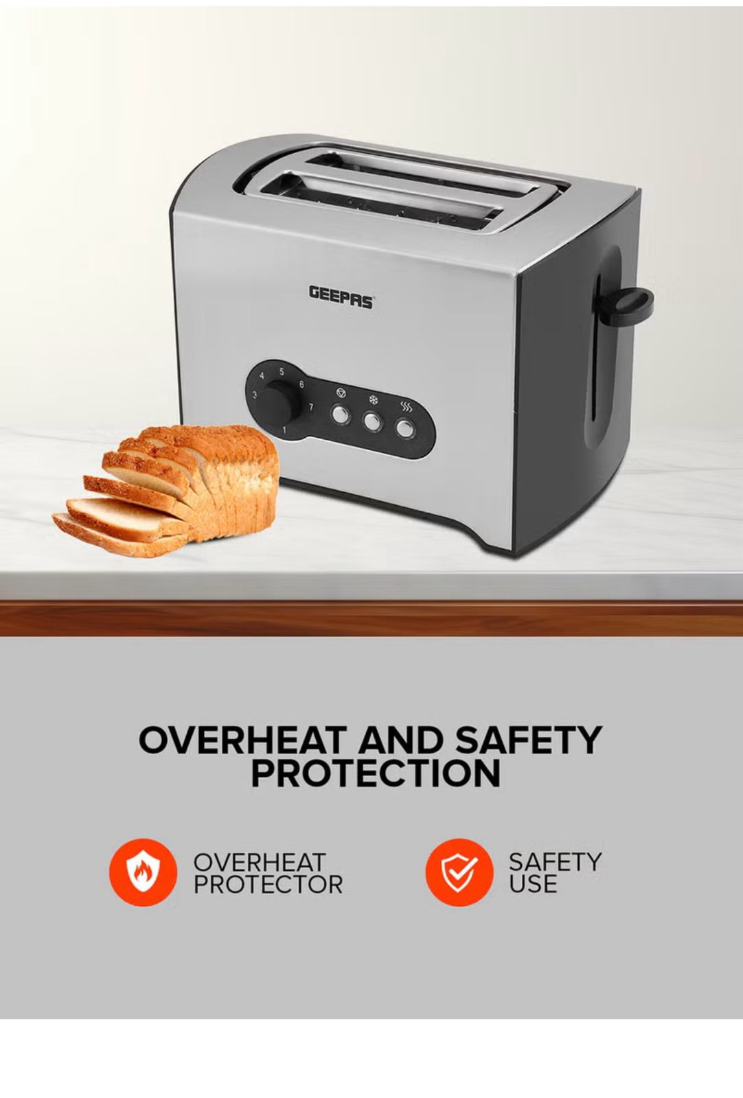 Stainless Steel Bread Toaster - Geepas