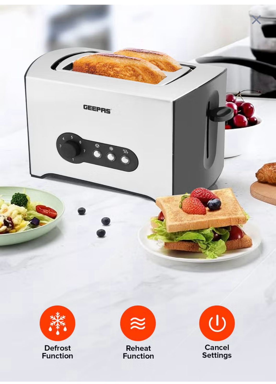 Stainless Steel Bread Toaster - Geepas