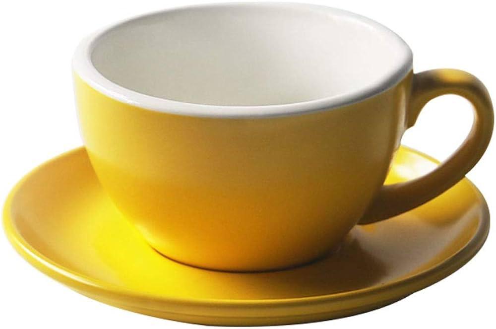 Porcelain Cappuccino Cups Set with Saucers in Multiple Colors
