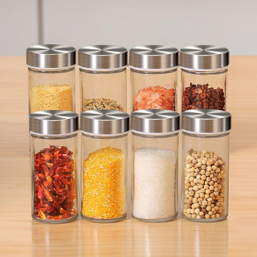 8-Jars 100Ml Stainless Steel Rotating Spice Jar Set