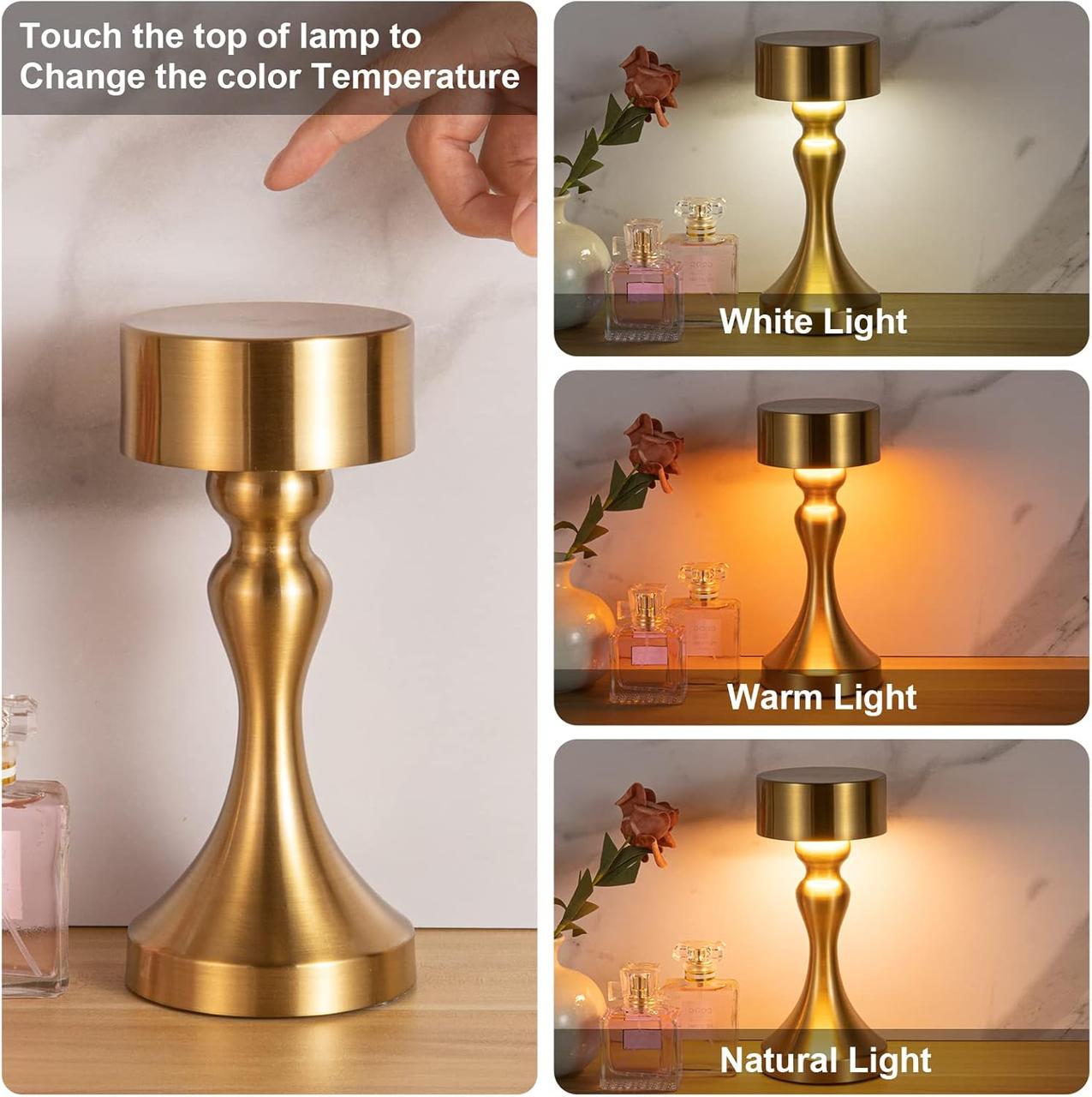 LED Battery Table Lamp - Wireless USB Rechargeable Design