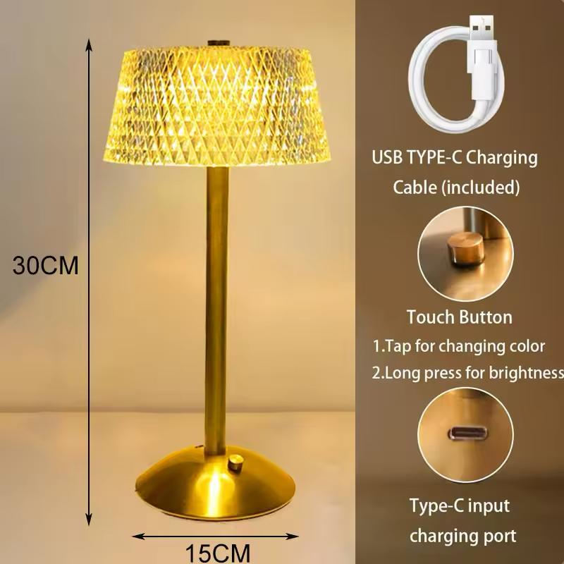 1-2Pcs LED Cordless Table Lamp USB Rechargeable Night Light
