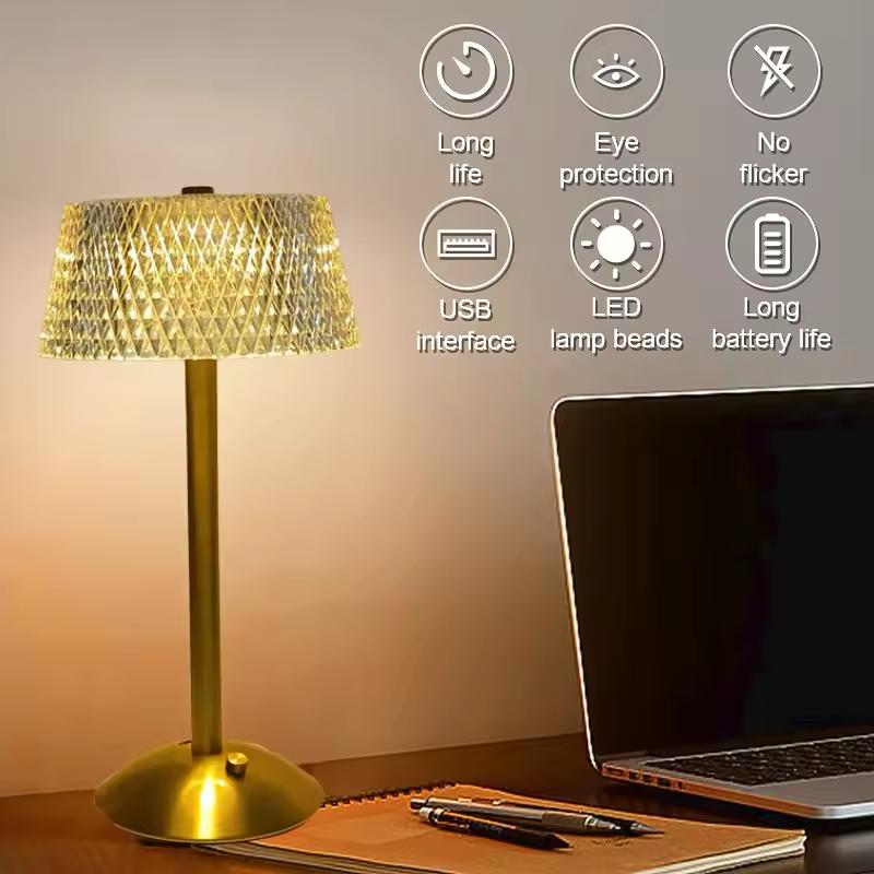 1-2Pcs LED Cordless Table Lamp USB Rechargeable Night Light