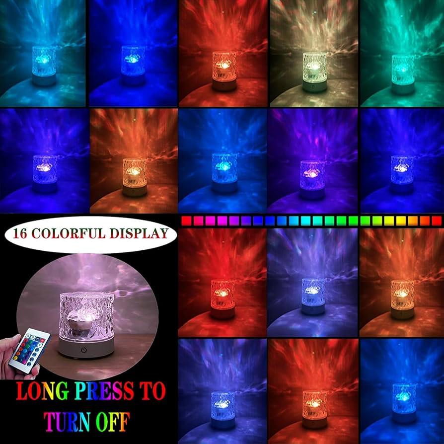 Water Projector Light LED Water Ripple Aurora Lamp 16 Colors