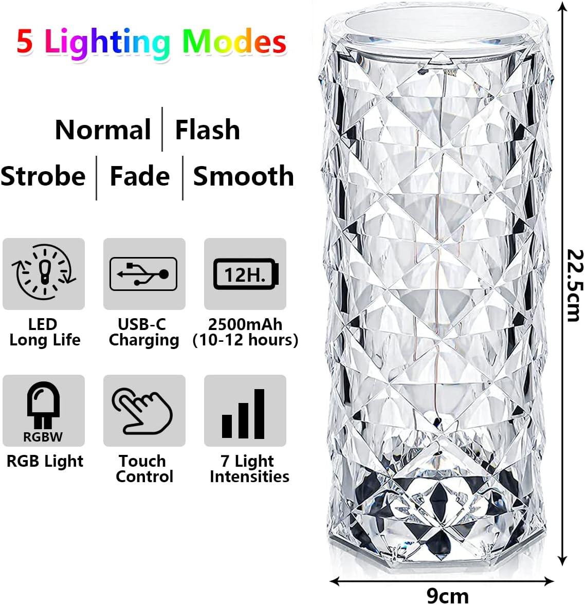 Oizuna LED Crystal Lamp Touch Control Color Changing Light