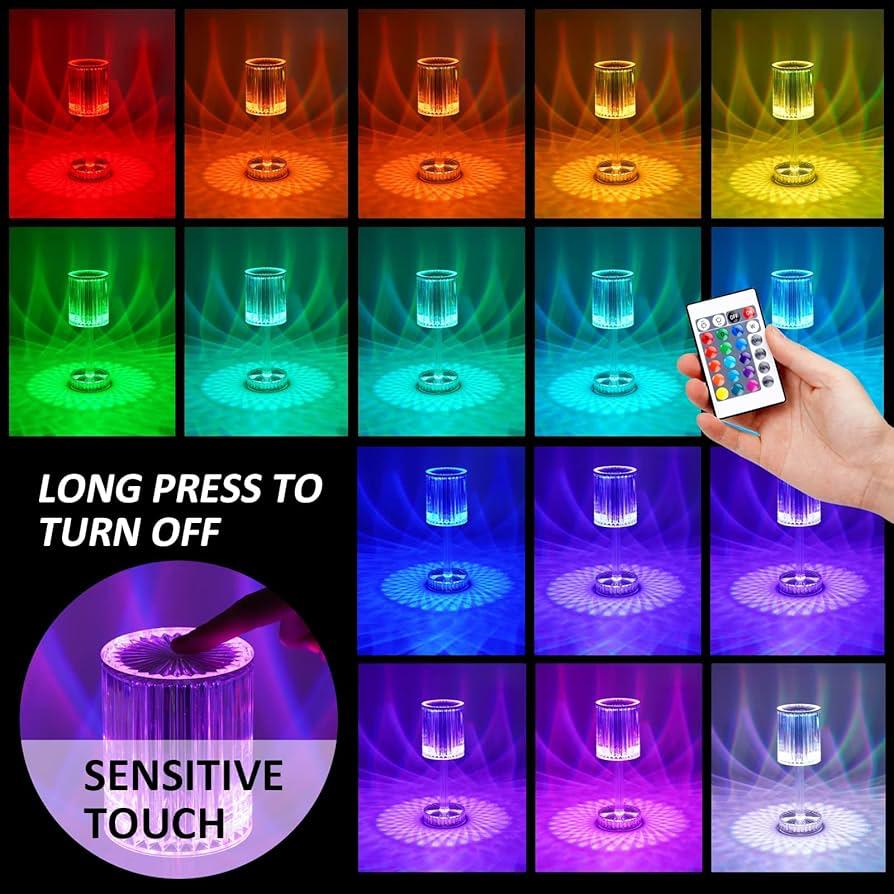 KINGBU Crystal Lamp Rechargeable RGB Table Light