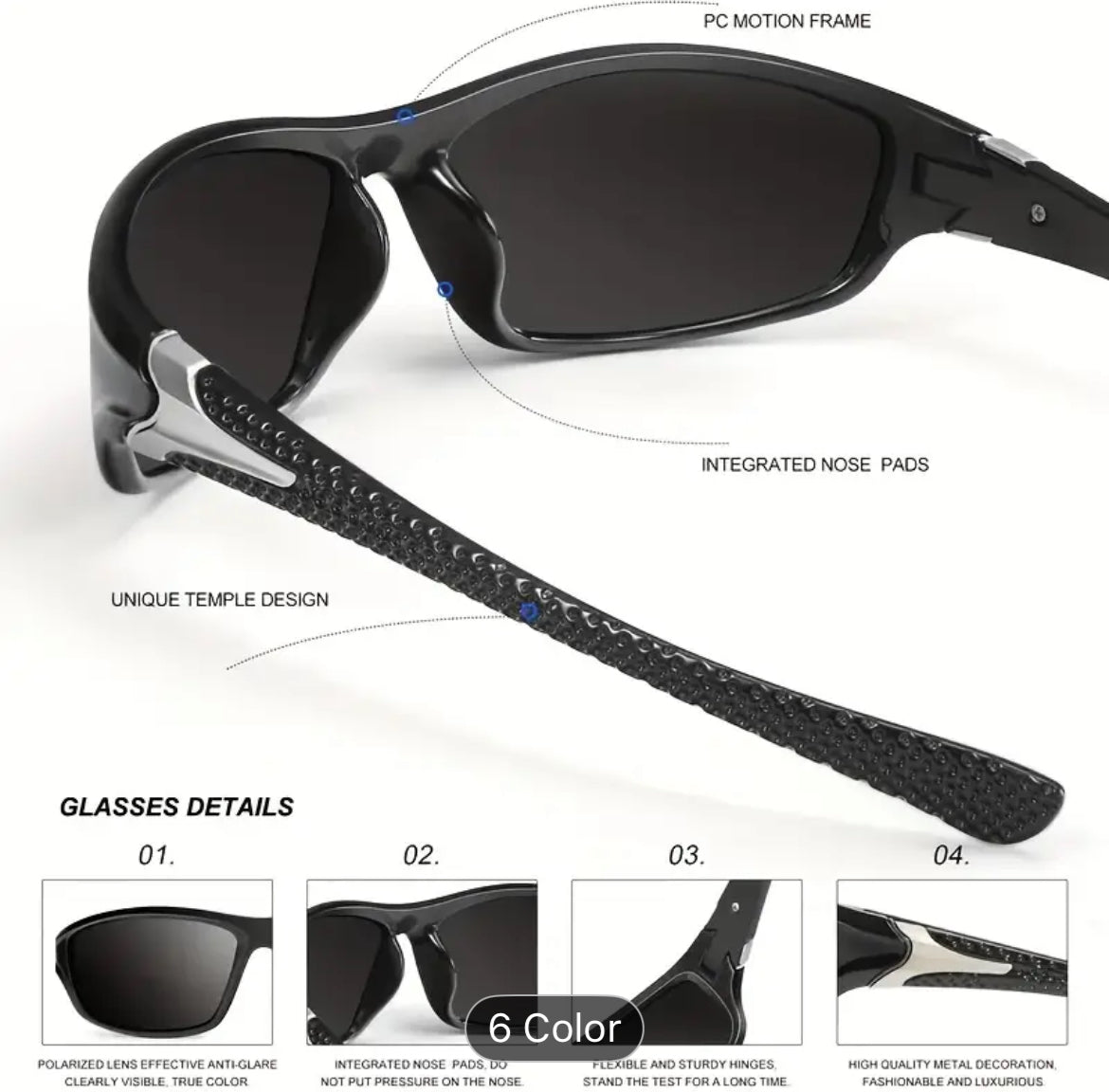 Polarized Glasses Six Color Options With UV Protection