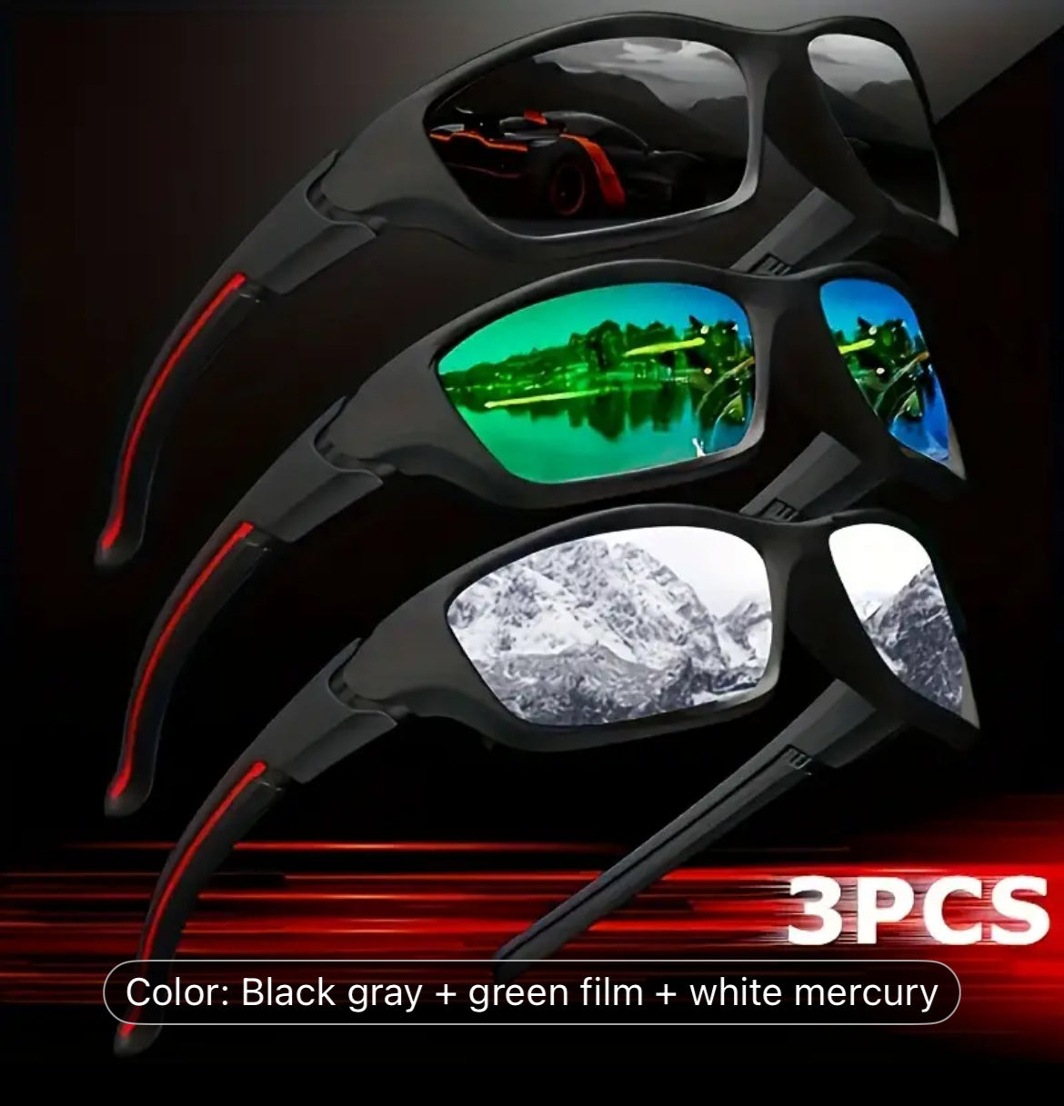 Polarized Glasses Set of 3 Premium Quality Sunglasses