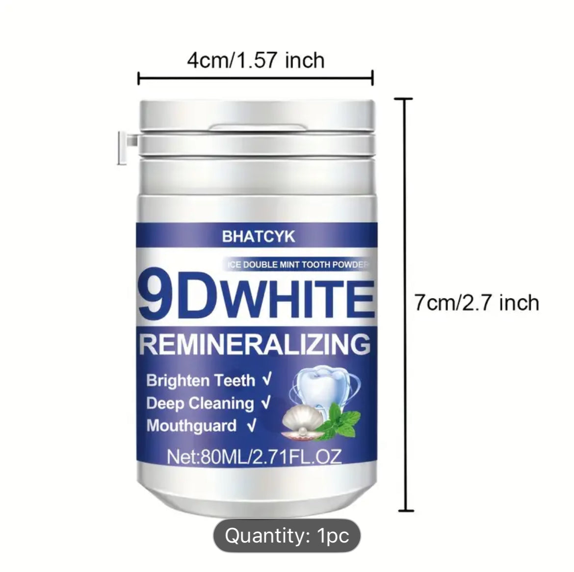 9D Whitening Tooth Powder for Natural Bright Smile