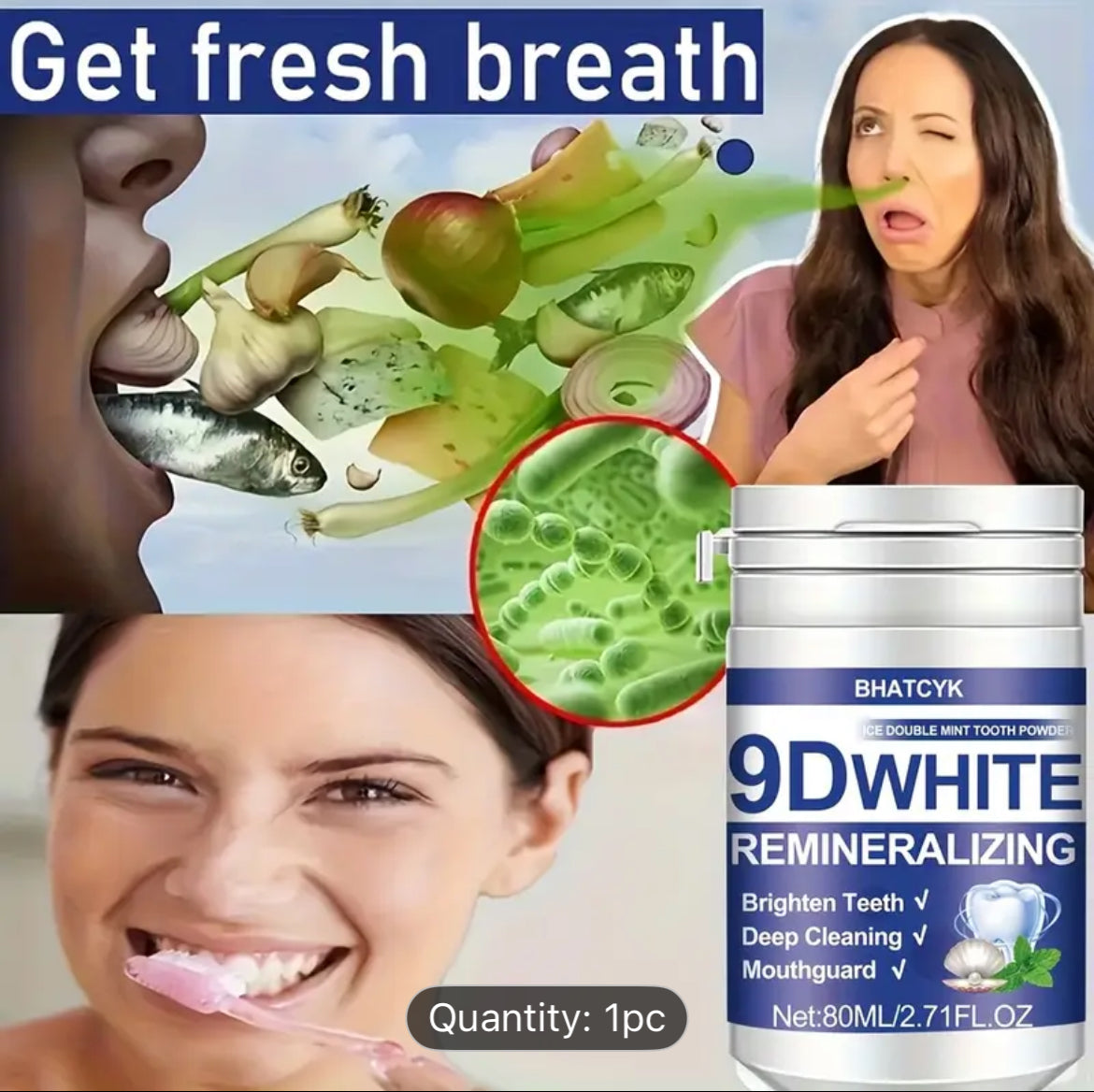 9D Whitening Tooth Powder for Natural Bright Smile