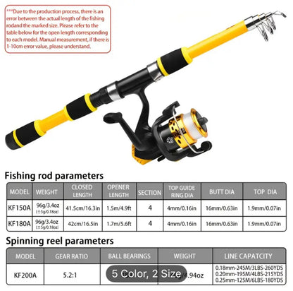 Telescopic Fishing Rod Portable Lightweight Travel Rod