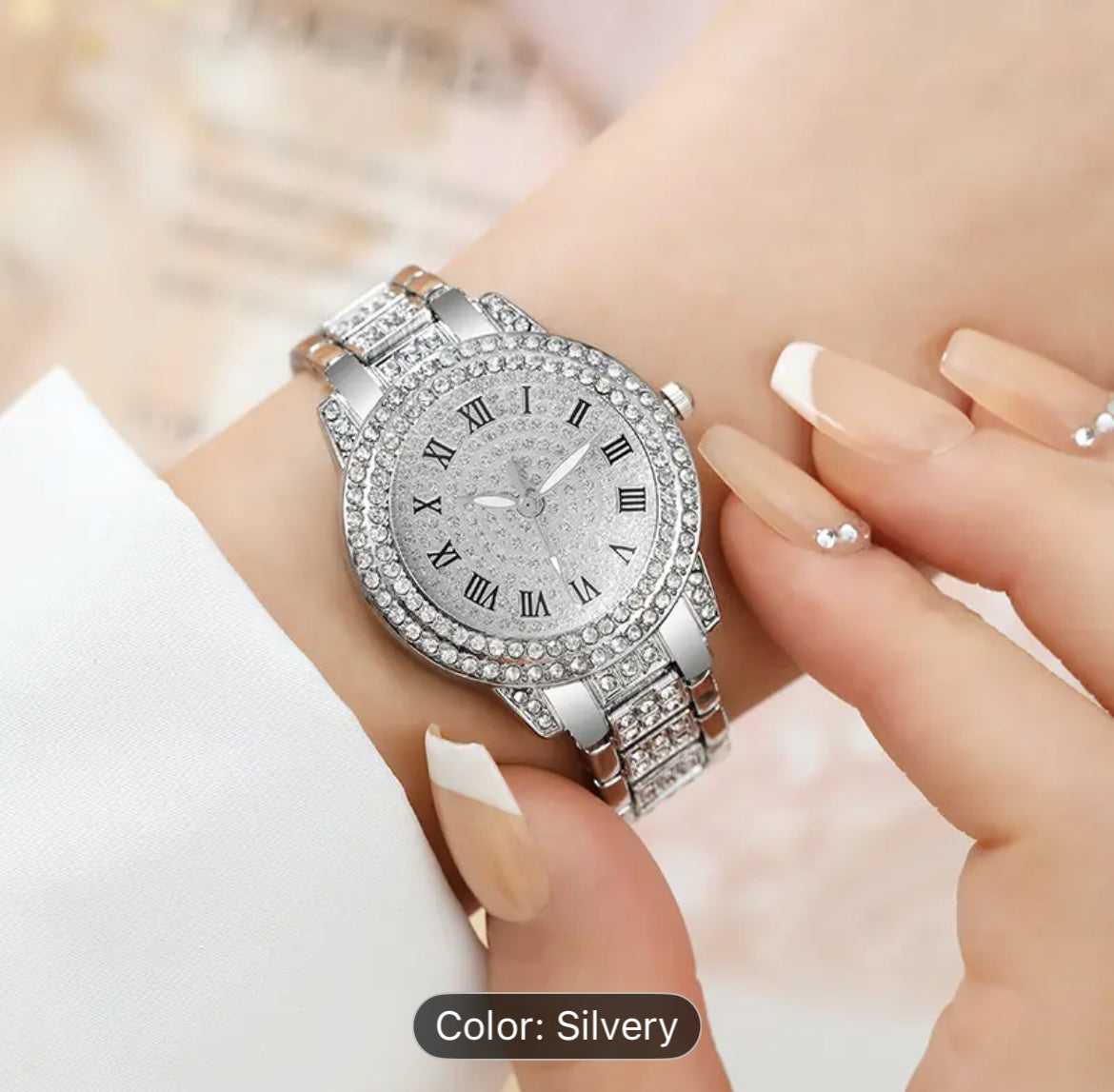 6 Piece Silvery Quartz Set Zinc Alloy Jewelry Collection