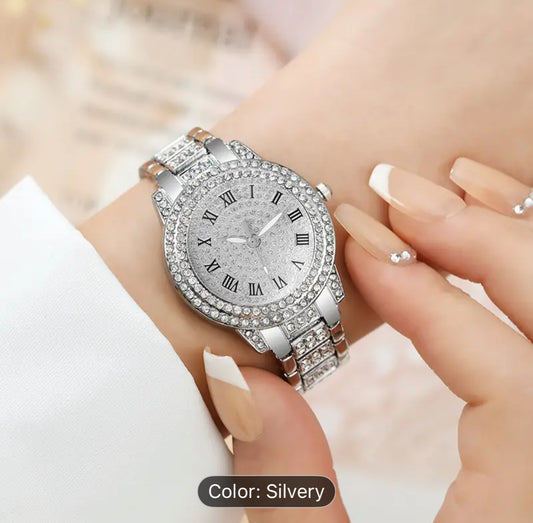 6 Piece Silvery Quartz Set Zinc Alloy Jewelry Collection