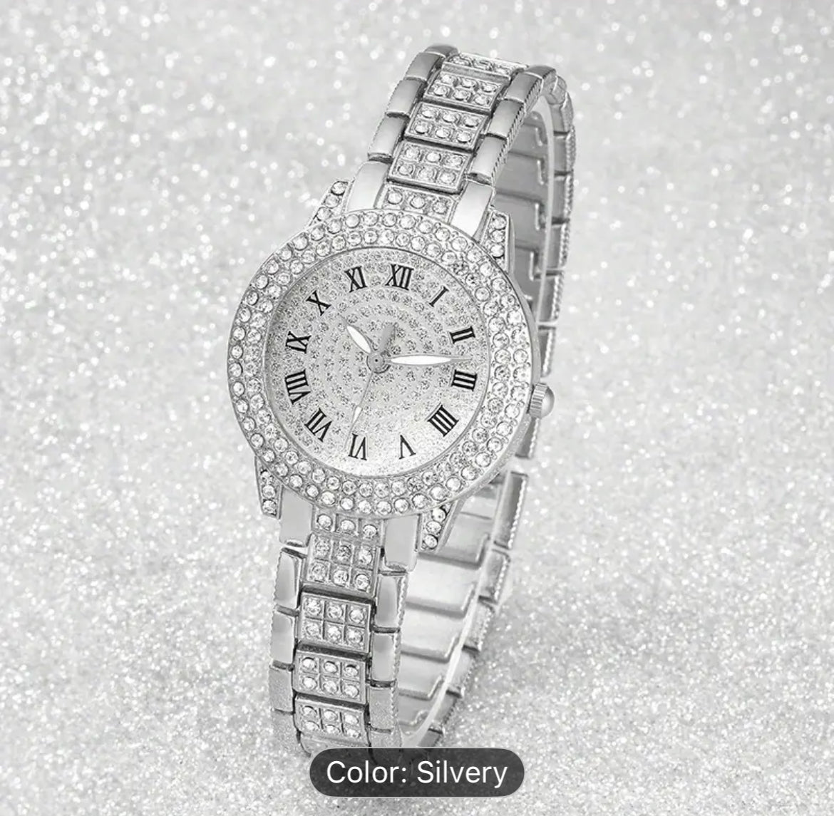 6 Piece Silvery Quartz Set Zinc Alloy Jewelry Collection