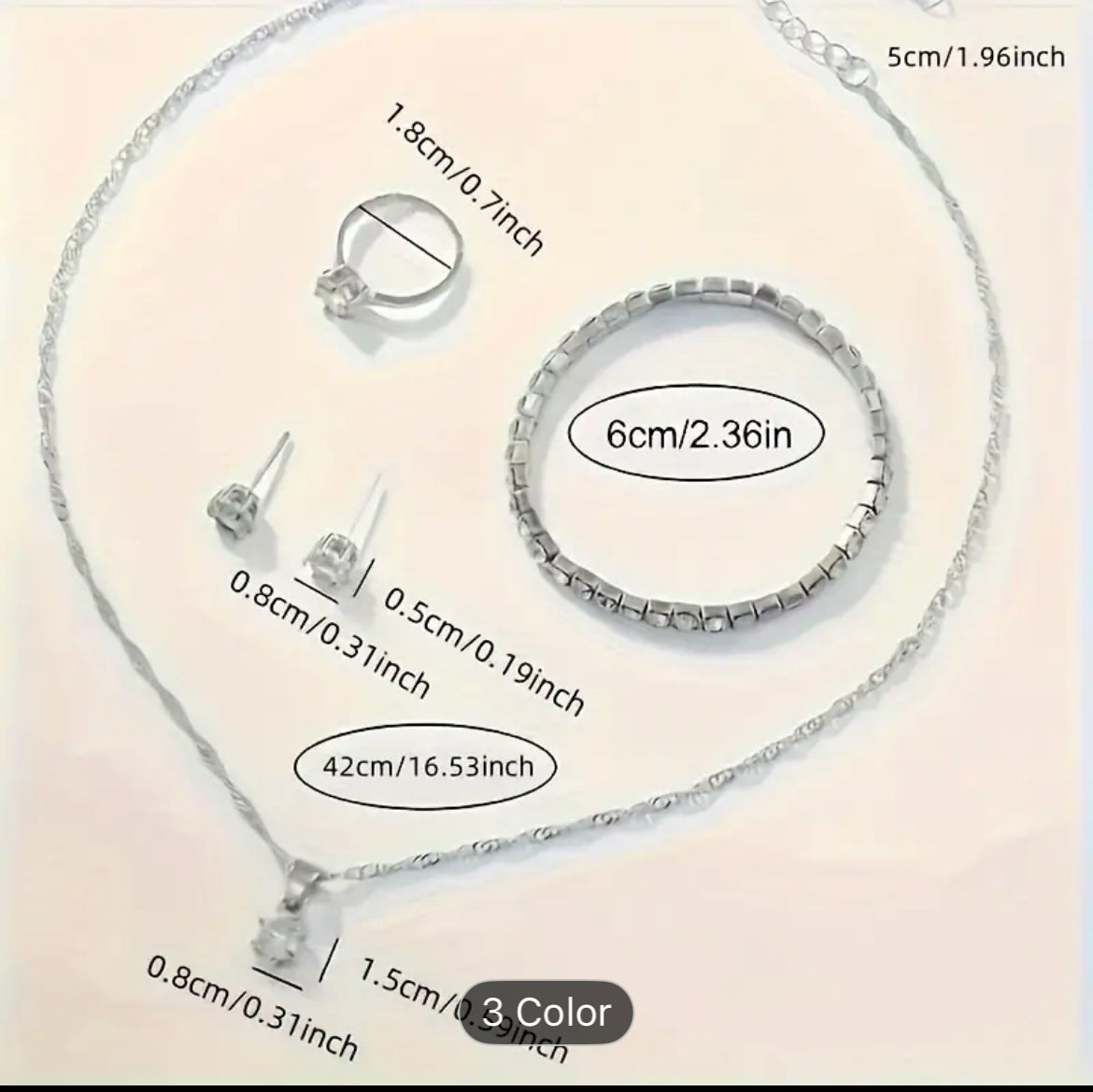 6 Pcs Soki Women's Luxury Jewelry Stainless Steel Set