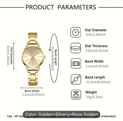 Six Piece Watches And Rhinestone Bracelets Stainless Steel