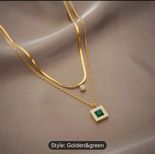 Double Layer Vintage Stainless Steel Necklace Everyday Wear