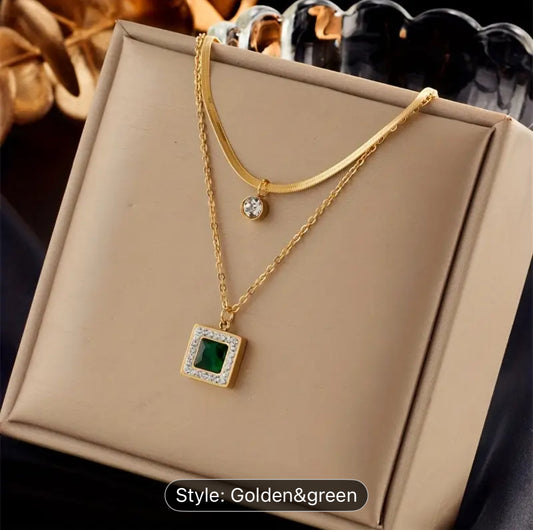 Double Layer Vintage Stainless Steel Necklace Everyday Wear