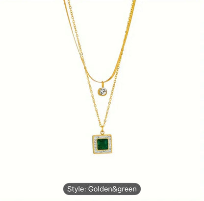 Double Layer Vintage Stainless Steel Necklace Everyday Wear