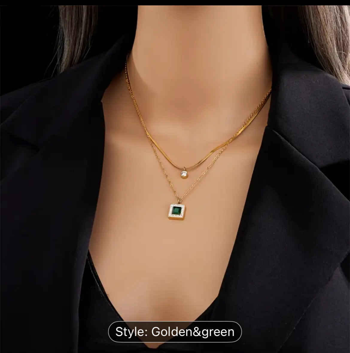 Double Layer Vintage Stainless Steel Necklace Everyday Wear