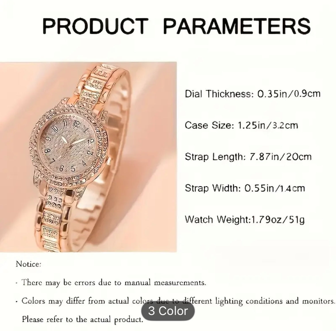 Elegant Two Piece Watch and Bracelet Set Stainless Steel