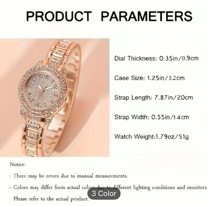 Elegant Two Piece Watch and Bracelet Set Stainless Steel