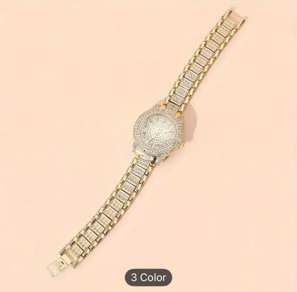 Elegant Two Piece Watch and Bracelet Set Stainless Steel