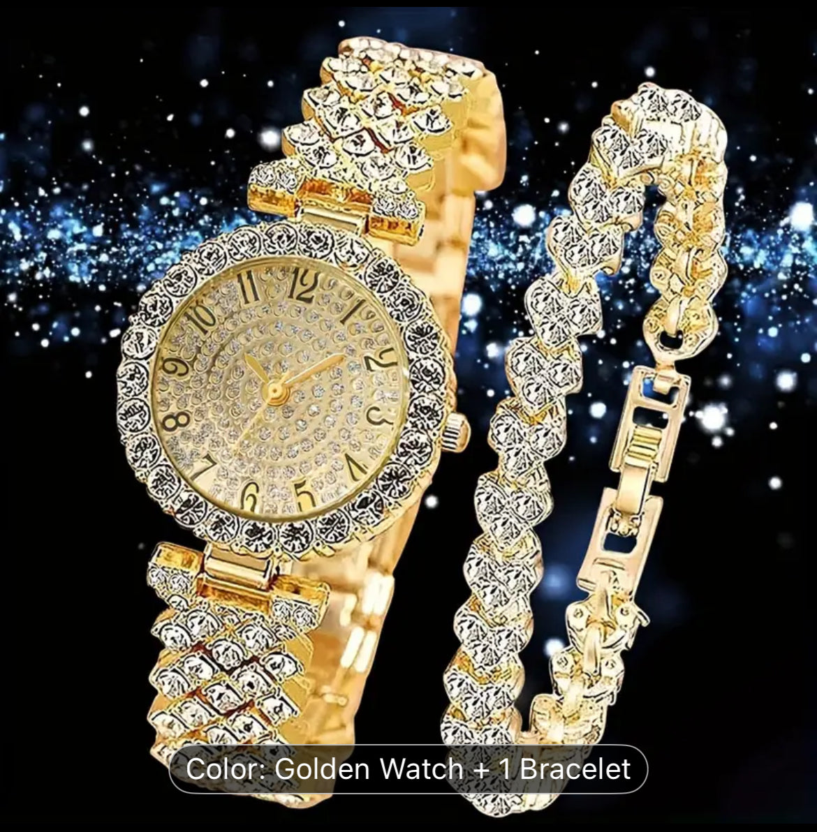 Two Piece Elegant Stainless Steel Watch and Bracelet Set