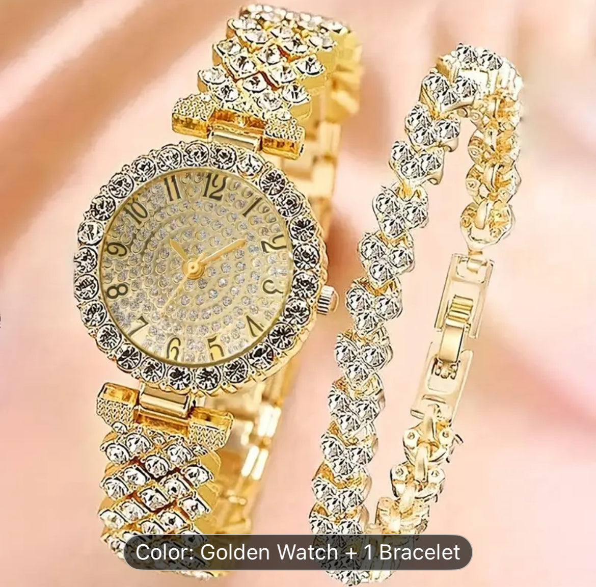 Two Piece Elegant Stainless Steel Watch and Bracelet Set