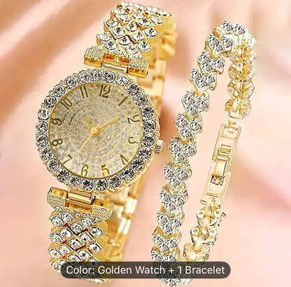 Two Piece Elegant Stainless Steel Watch and Bracelet Set