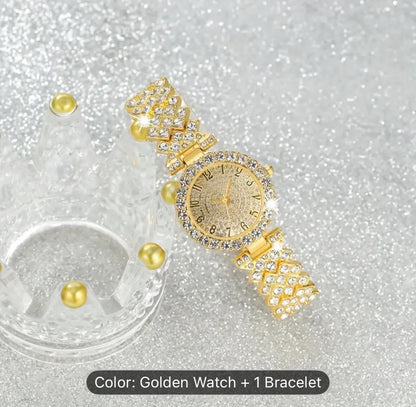 Two Piece Elegant Stainless Steel Watch and Bracelet Set