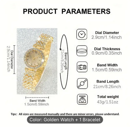 Two Piece Elegant Stainless Steel Watch and Bracelet Set