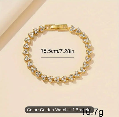 Two Piece Elegant Stainless Steel Watch and Bracelet Set
