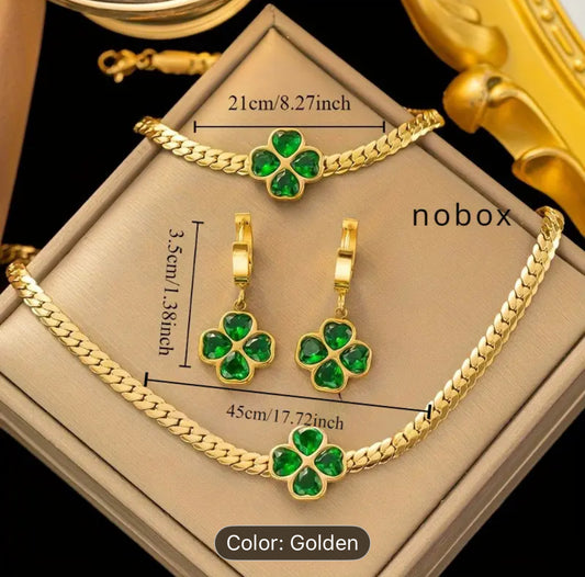 Stainless Steel Women Jewelry Set French Style 4 Pieces
