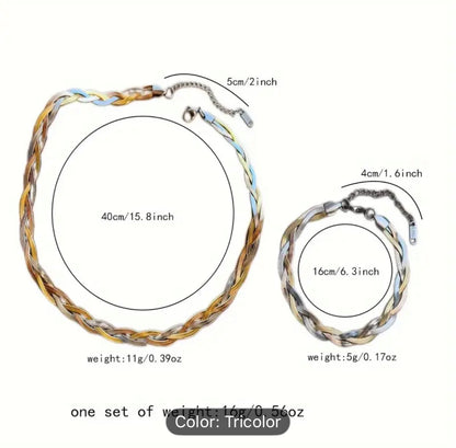 Stainless Steel Necklace and Bracelet Set Vintage Hip Hop